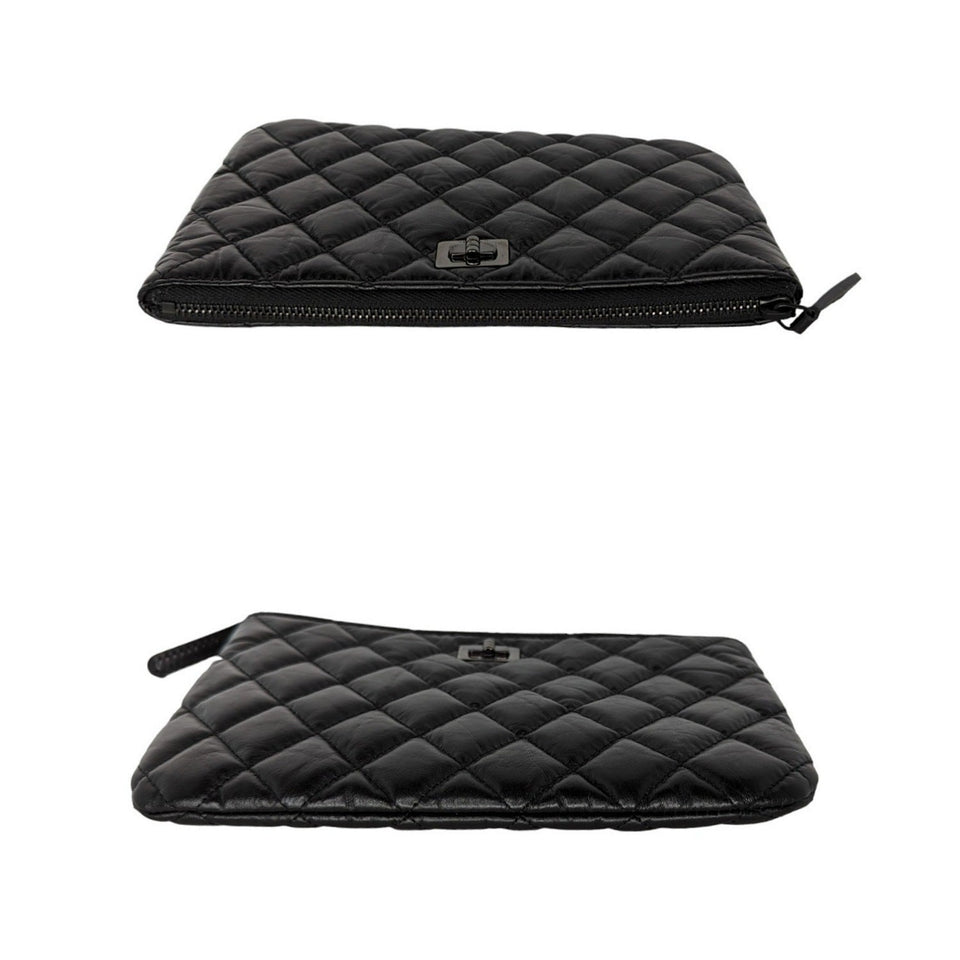 Chanel bag Black Aged Calfskin O Case 2.55 Reissue Pouch
