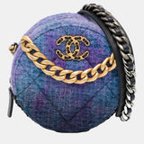 Blue/Purple Tweed 19 Round Clutch with Chain