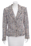 Chanel Multicolor Tweed Fringe Jacket SZ 42