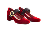 Prada Red Velvet Mary Jane SZ 37
