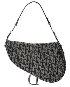 Dior Black Canvas Oblique Saddle Bag