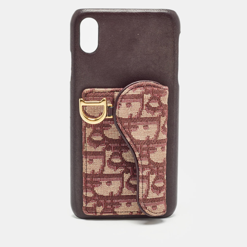 Dior Burgundy Oblique Canvas And Leather Iphone Xs Max Case