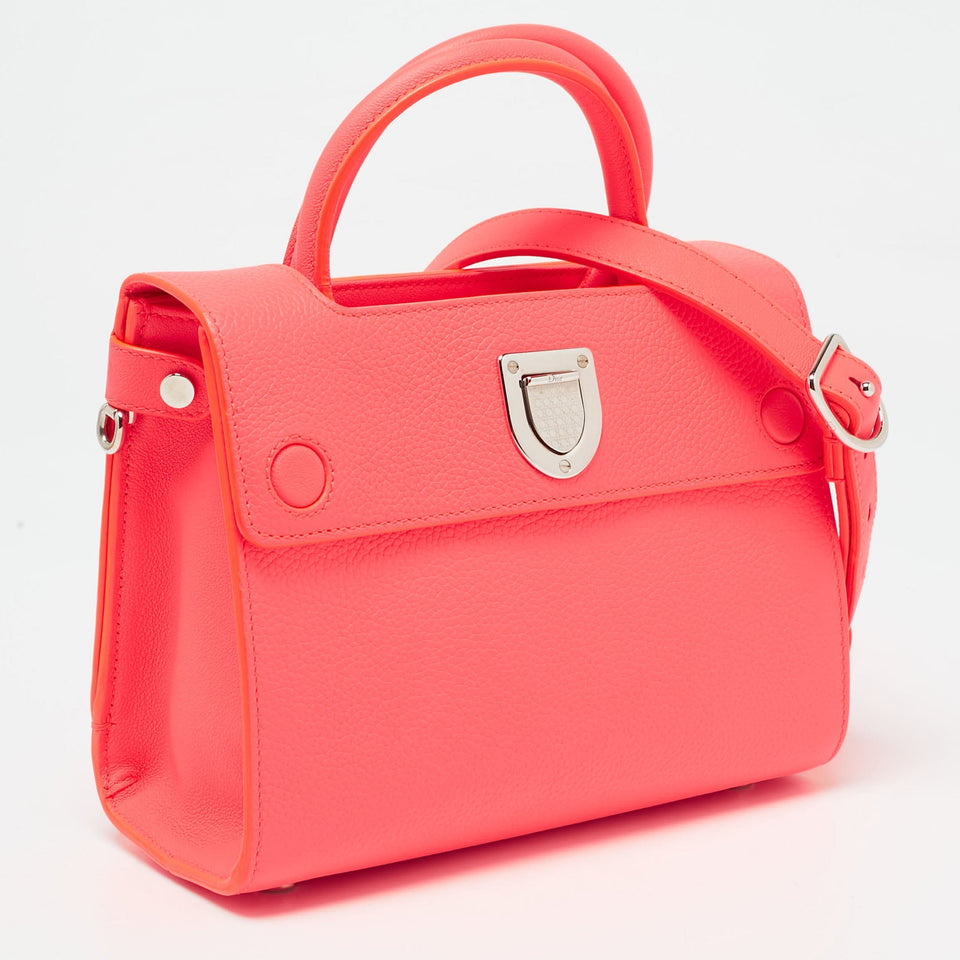 Dior Neon Orange Leather Small Diorever Tote