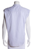 Chanel Gray & White Pinstripe Bib Blouse SZ 38