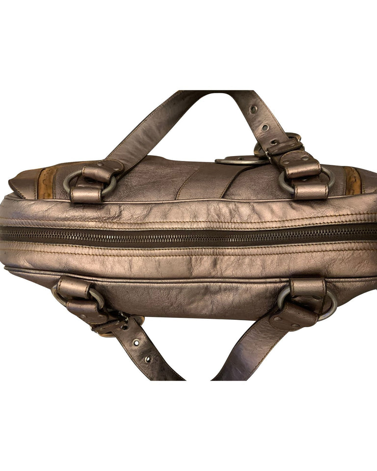 Dior Gaucho Large Tote Bag in Silver Metallic Leather
