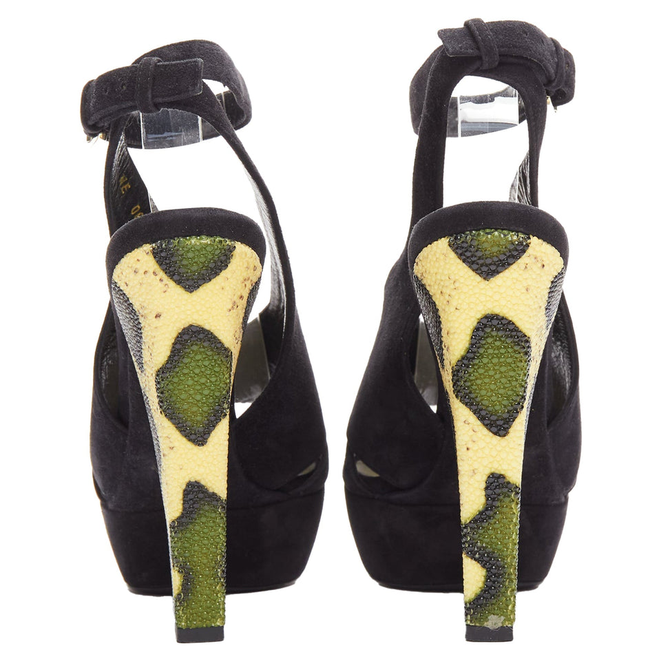 Christian Dior scaled leather suede platforms