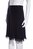 Chanel  '01 Navy Ruffle Hem Skirt SZ 36