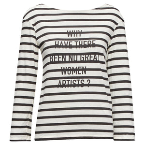 Dior No Great Women Artists Striped Cotton Linen Tshirt