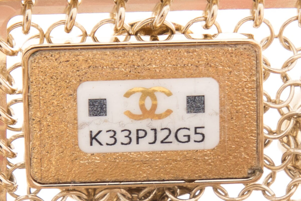 Chanel Gold & Charm Embellished Frame Pouch Chain Necklace