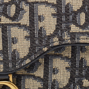 Dior Navy Blue Oblique Canvas And Leather Saddle Wallet