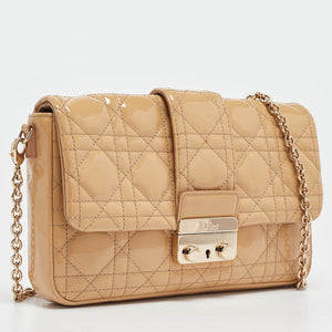Dior Beige Cannage Patent Leather Miss Dior Promenade Chain Pouch
