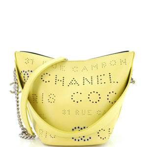 CHANEL Logo Eyelets Bucket Bag Perforated Calfskin Small