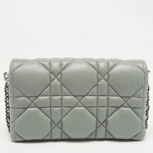 Dior Stone Grey Macrocannage Leather Mini Caro Bag