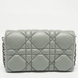 Dior Stone Grey Macrocannage Leather Mini Caro Bag