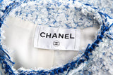 Chanel White & Blue Shimmer Tweed Jacket SZ 36
