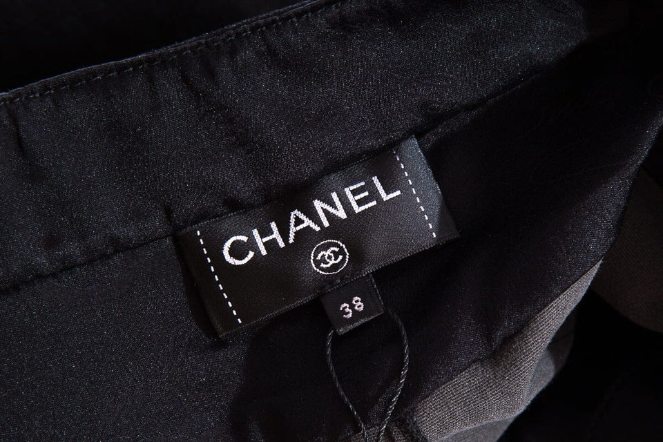 Chanel Black Sparkle Stretch Lambskin Pants SZ 38
