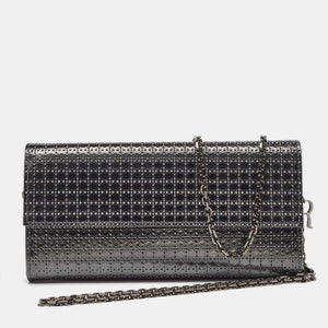 Dior Metallic Patent Leather Micro Cannage Croisiere Wallet On Chain