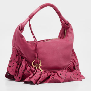Dior Pink Leather Gipsy Ruffle Hobo