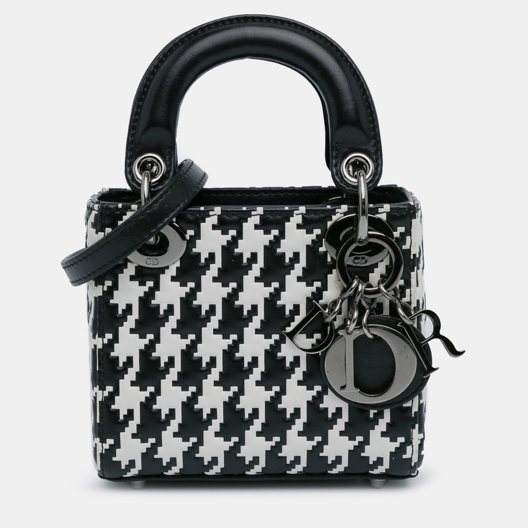 Micro Calfskin Houndstooth Embossed Macro Lady Dior