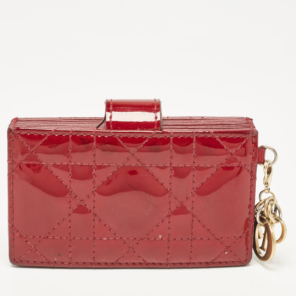 Dior Red Cannage Patent Leather Jasmine Card Holder