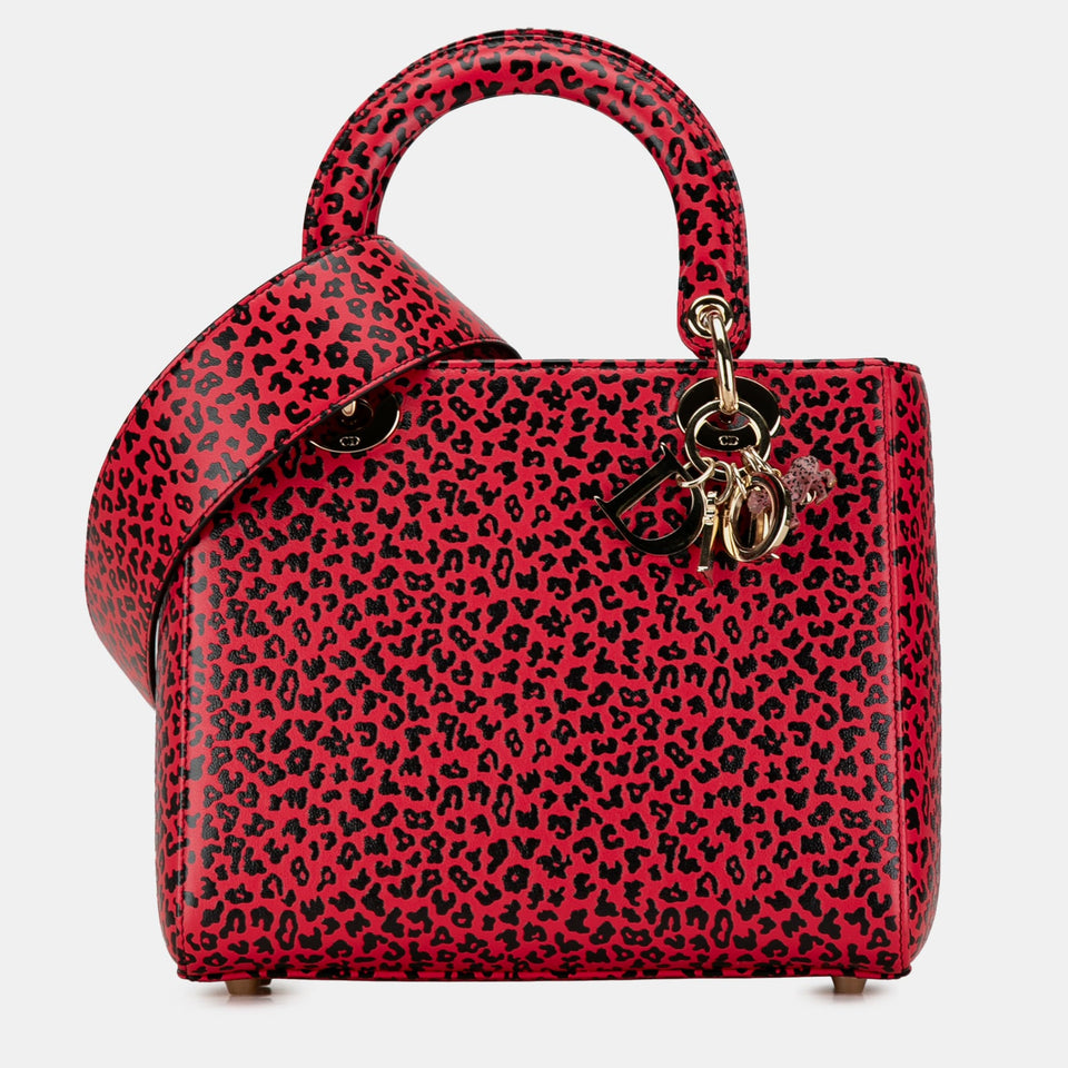 Medium Calfskin Leopard Print Lady Dior