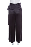 Chanel Rome Collection Black Silk Satin Tie Detail Pant SZ 38