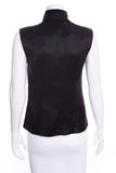 Chanel Black Silk Satin Tie Neck Tank SZ 36
