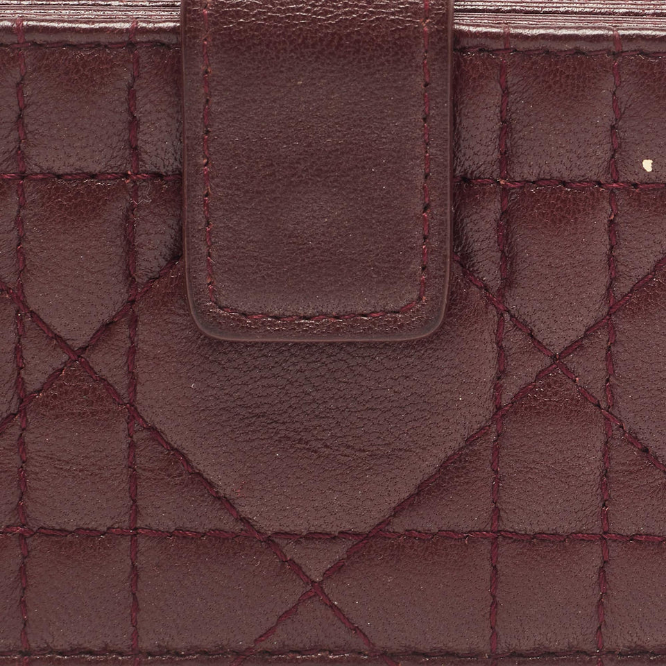 Dior Burgundy Cannage Leather Lady Dior 5 Gusset Card Case