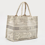 Dior Grey/white Embroidered Canvas Medium Toile De Jouy Book Tote