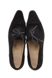 Chanel Black Suede Lace Up Low Heels SZ 37