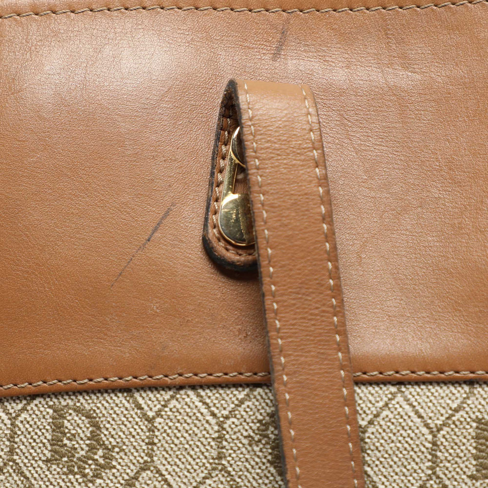 Dior Beige/brown Honeycomb Coated Canvas And Leather Vintage Tote