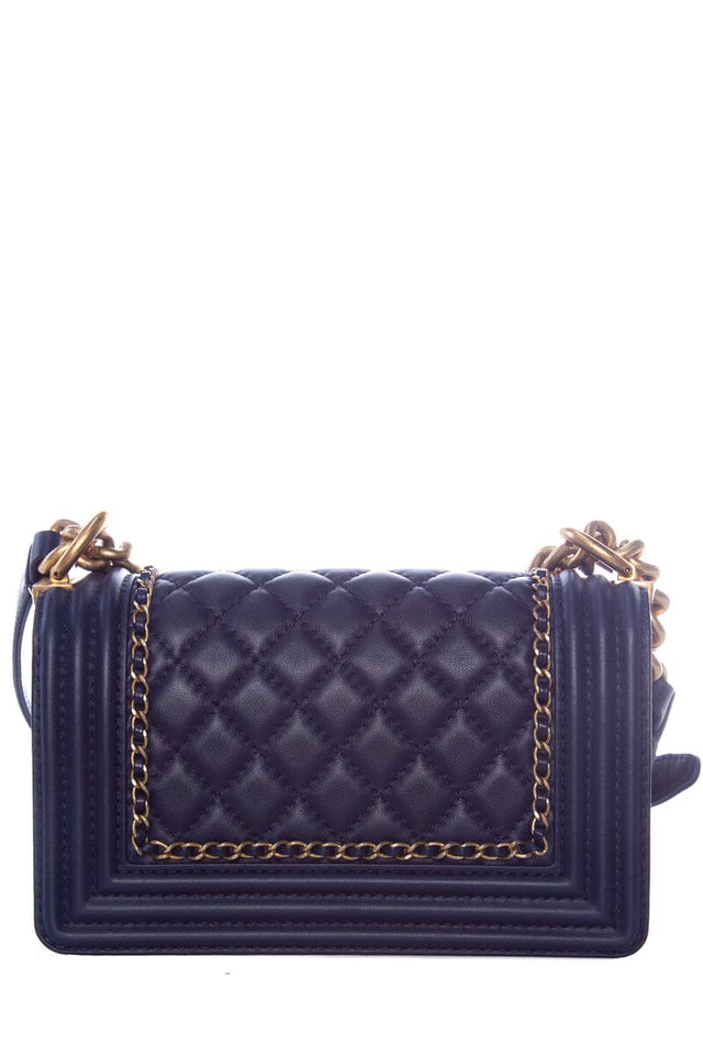 Chanel Infinity Boy Flap Quilted Calfskin Navy Small Handbag