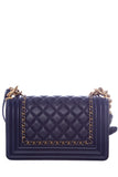 Chanel Infinity Boy Flap Quilted Calfskin Navy Small Handbag