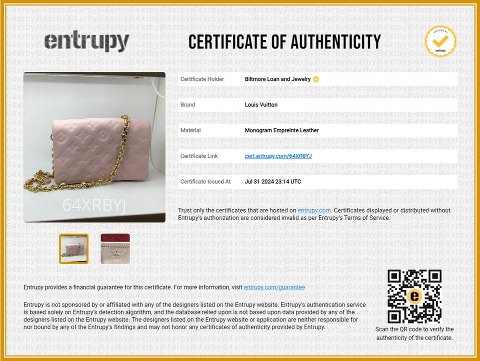 Louis Vuitton Pink Monogram Embossed Lambskin Coussin Pochette
