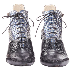 Dior Raf Simons Metallic Scale Embossed Cut Out Booties