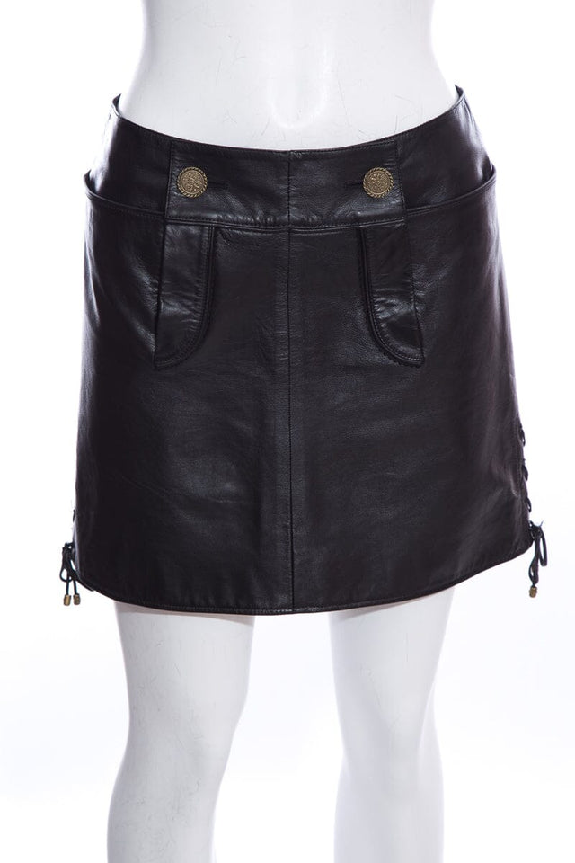 Chanel Salzburg Collection Black Calfskin Mini Skirt SZ 38