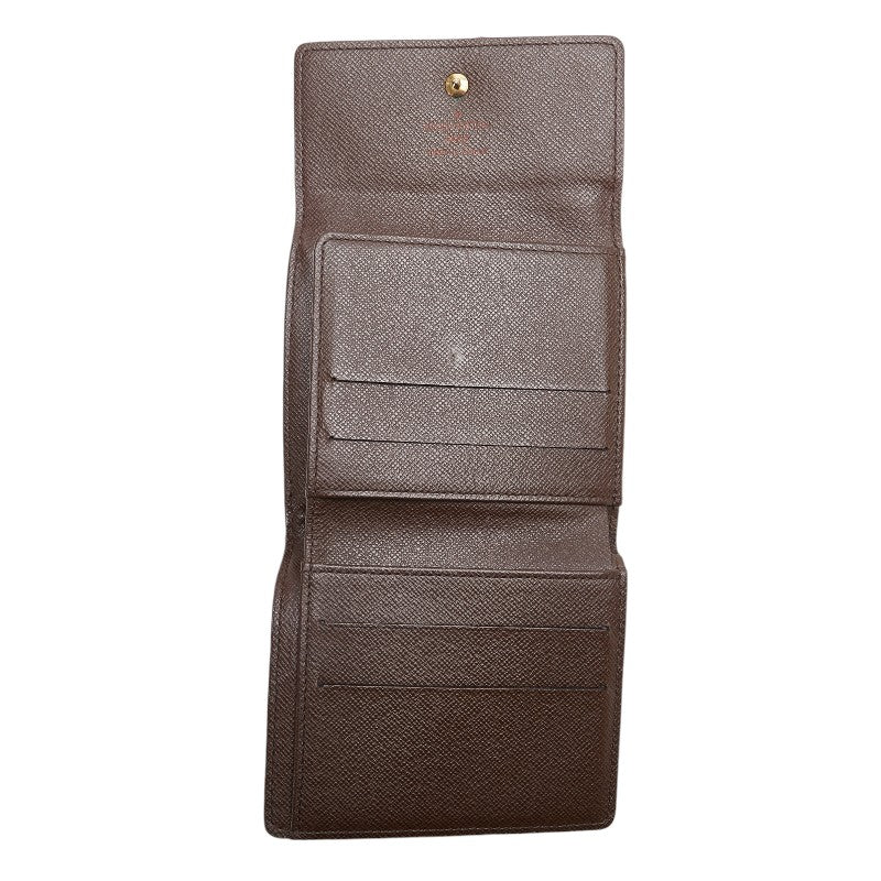 Louis Vuitton Damier Portefolio  Double Fold Wallet Compact Wallet N61654 Brown PVC Leather  Louis Vuitton