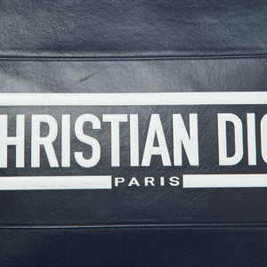 Dior Navy Blue/white Leather Logo Vibe Zip Clutch