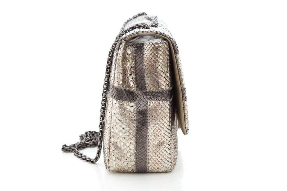 Chanel Gold & Gray Python 2012 Handbag