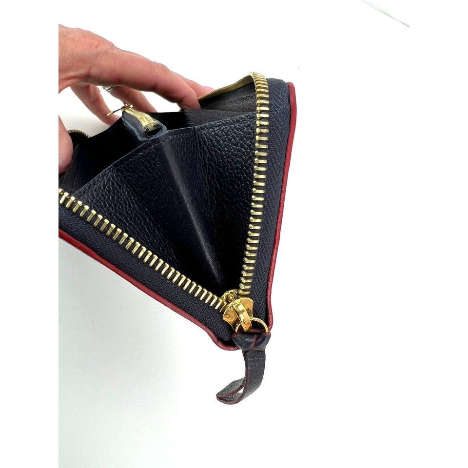 LOUIS VUITTON Clemence Empreinte Leather Blue Wallet Clutch