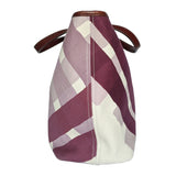 Burberry Canvas Purple Check Print Tote
