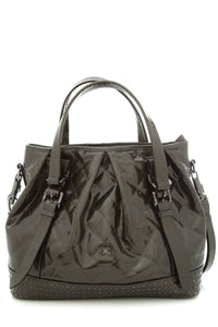 Burberry Green Patent Leather Lowry Studded Tote
