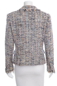 Chanel Multicolor Tweed Fringe Jacket SZ 42