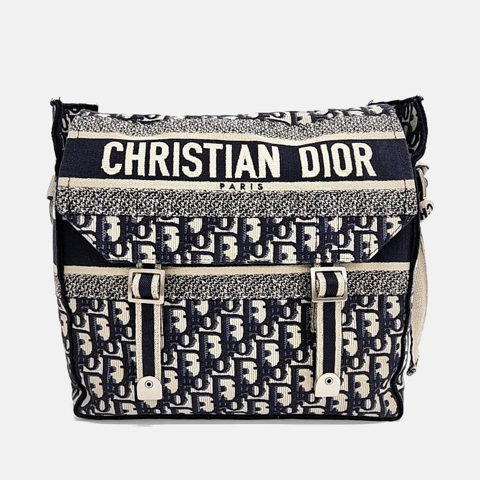 Christian Black Logo Oblique Diorcmap Messenger Bag