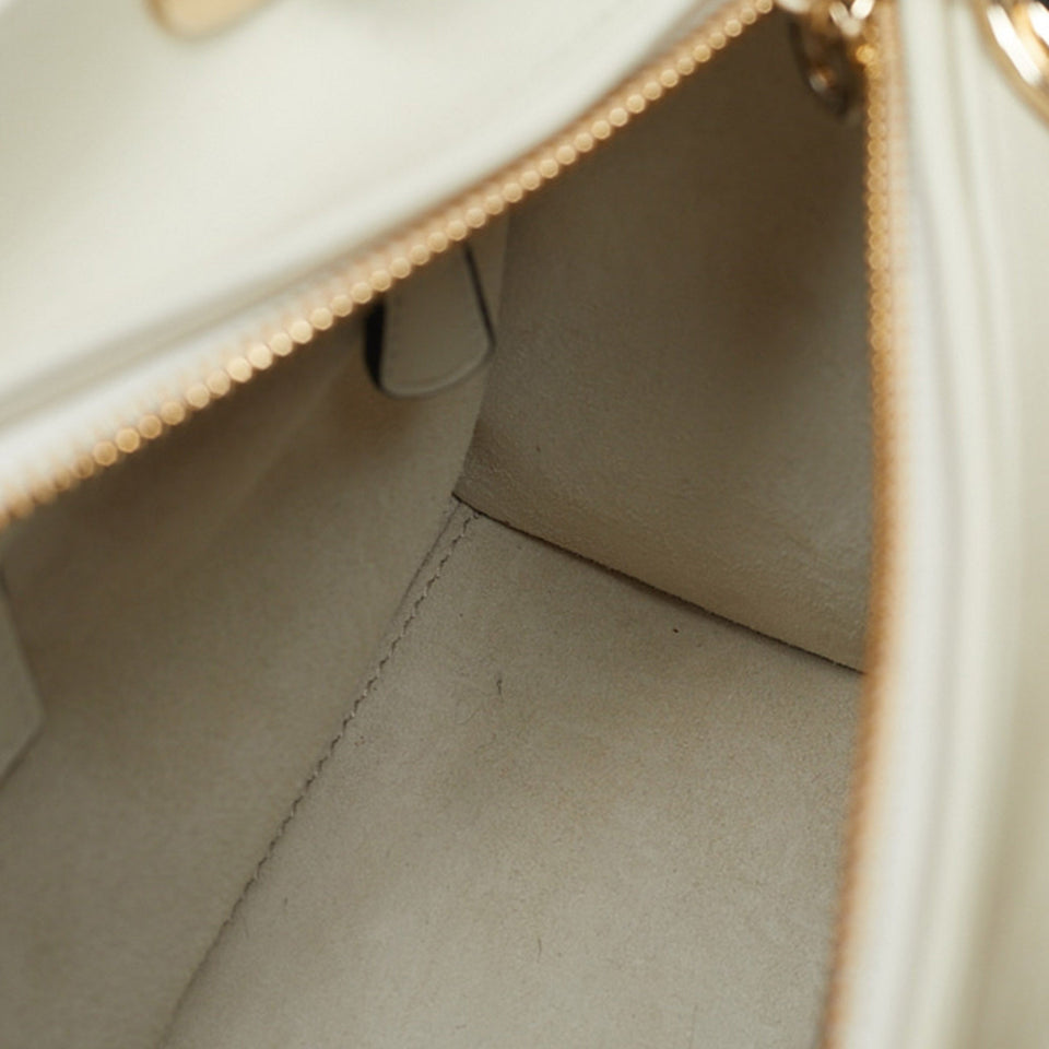 Dior Off White Leather Medium Embroidered Beads Lady Dior Tote