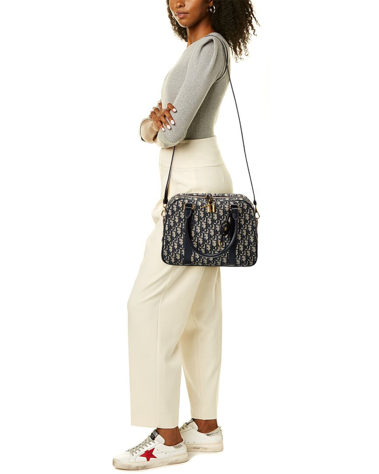 Dior Oblique Canvas & Leather Bowling Bag