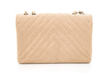 Chanel 2019/20 Metallic Caviar Chevron Quilted Flap Bag