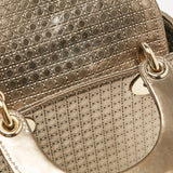 Dior Gold Microcannage Patent Leather Mini Lady Dior Tote