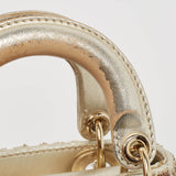 Dior Gold Cannage Leather Micro Beaded Lady Dior Tote