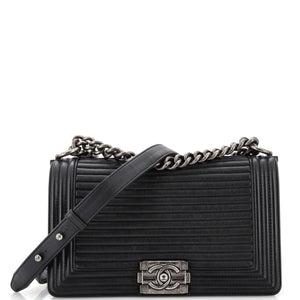 CHANEL Boy Flap Bag Horizontal Quilted Lambskin Old Medium